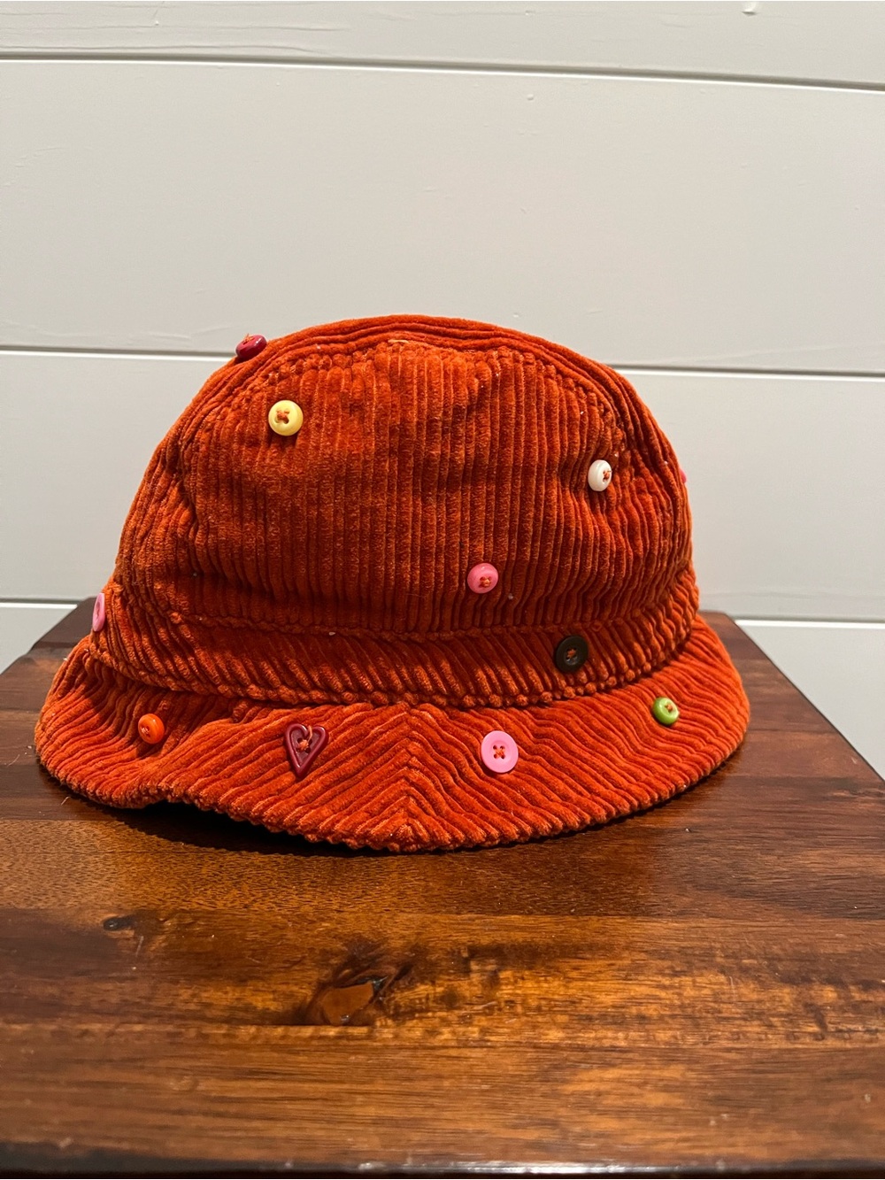 Y2K Vintage Gymboree Cute As A Button Corduroy Bucket Hat Orange.